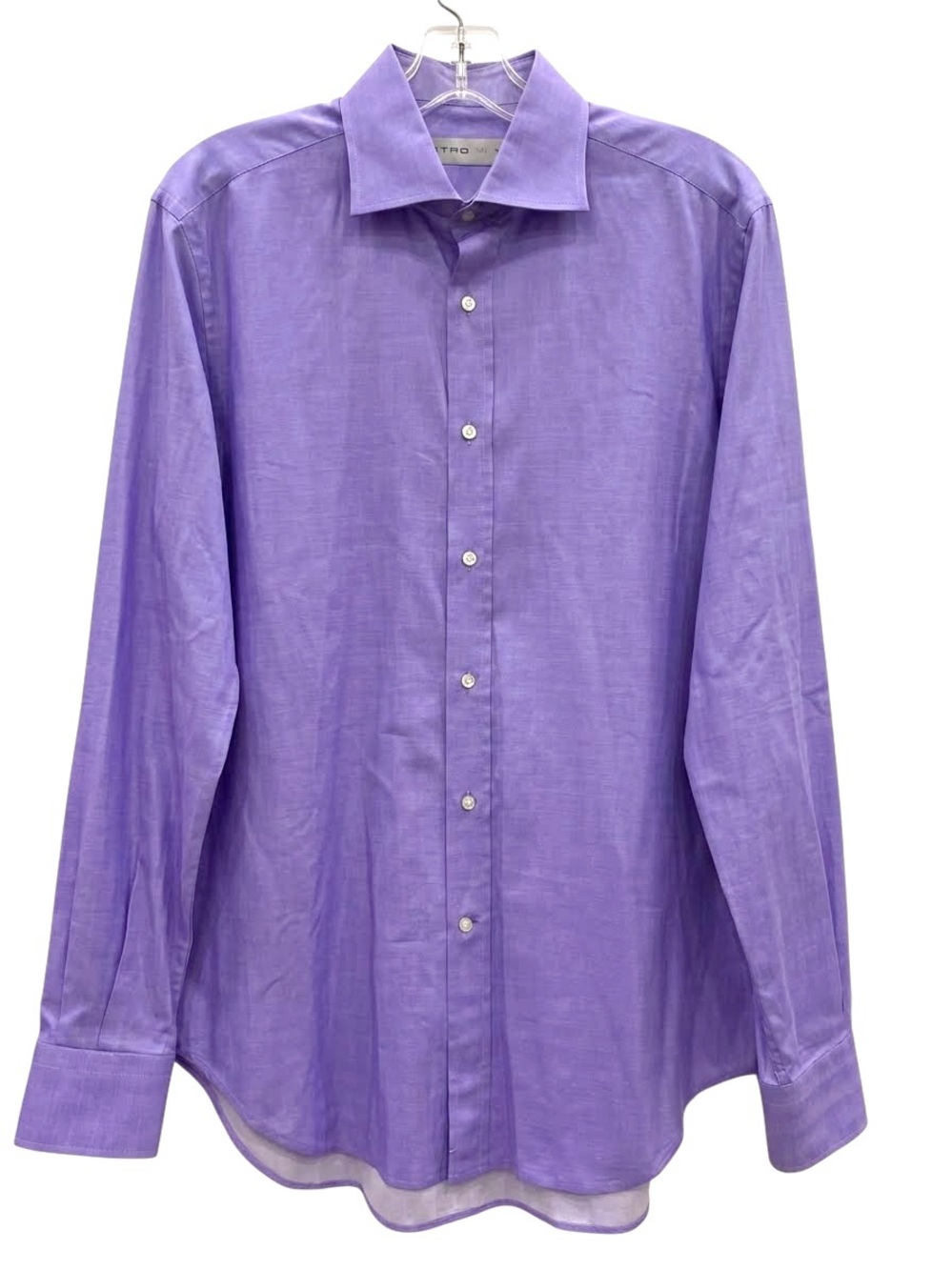 $400 Etro Milano Men's Purple Herringbone Cotton Dress Shirt Size 41 / 16 Italy